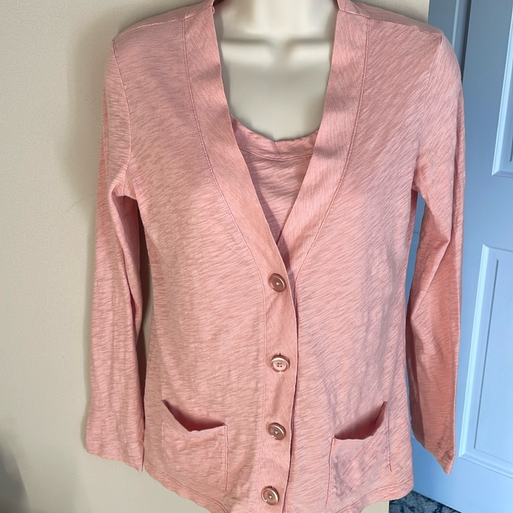 Talbots petite 2 piece cardigan and tank set